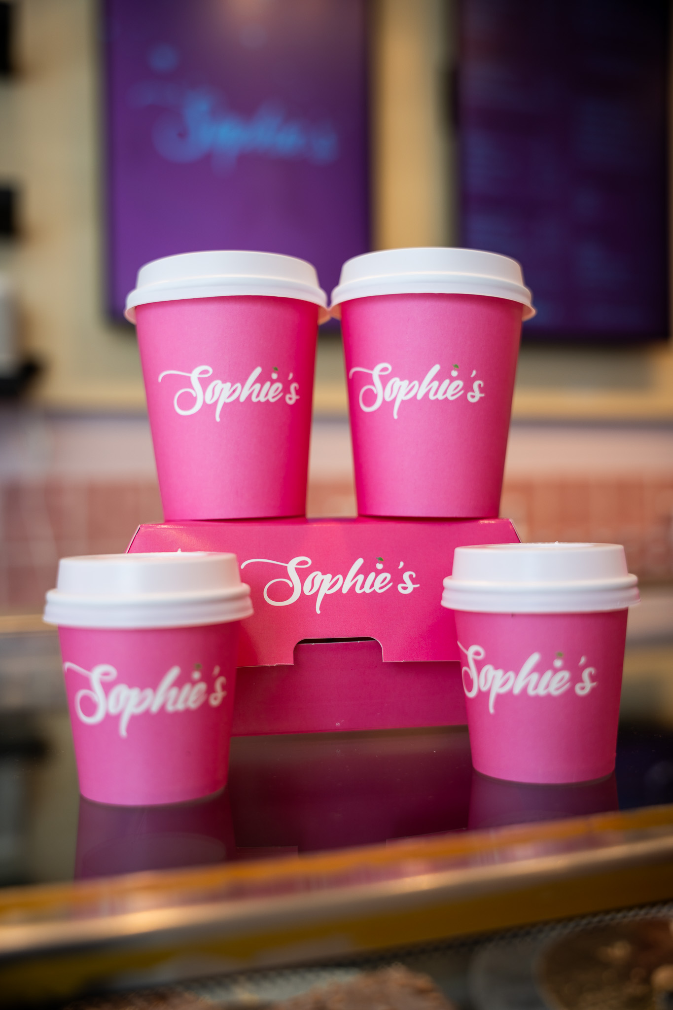 Pink takeaway coffee cups